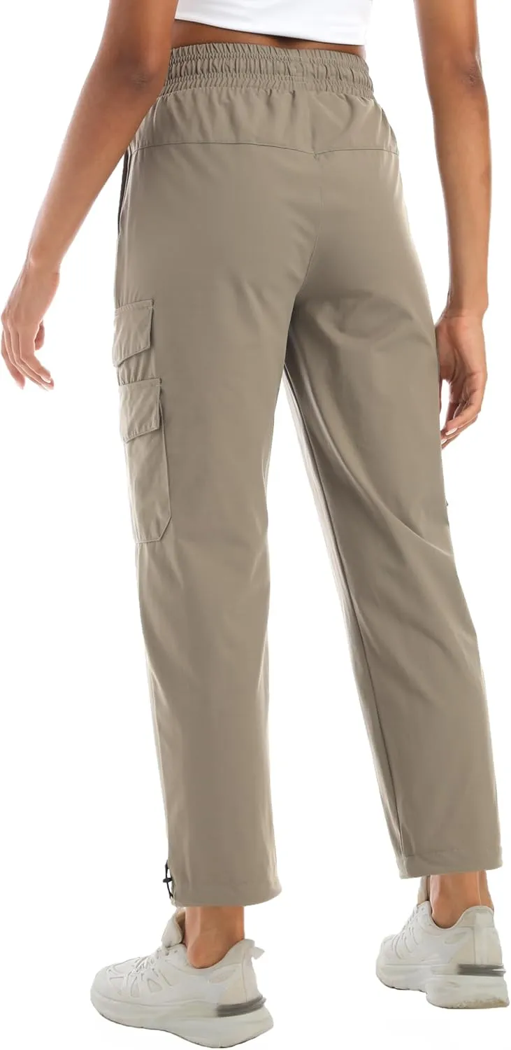 Women's Water Resistant Cargo Joggers - Trendy Travel Hiking Pants with Zippered Pockets for All Season