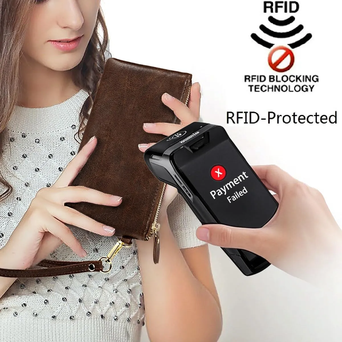 YALUXE Genuine Leather Wristlet Handbags Purses Cell Phone Pocket Clutch Wallet Crossbody Bags for Women